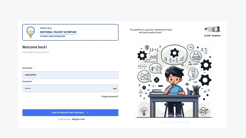National Talent Olympiad student examination portal by Nikiphoros